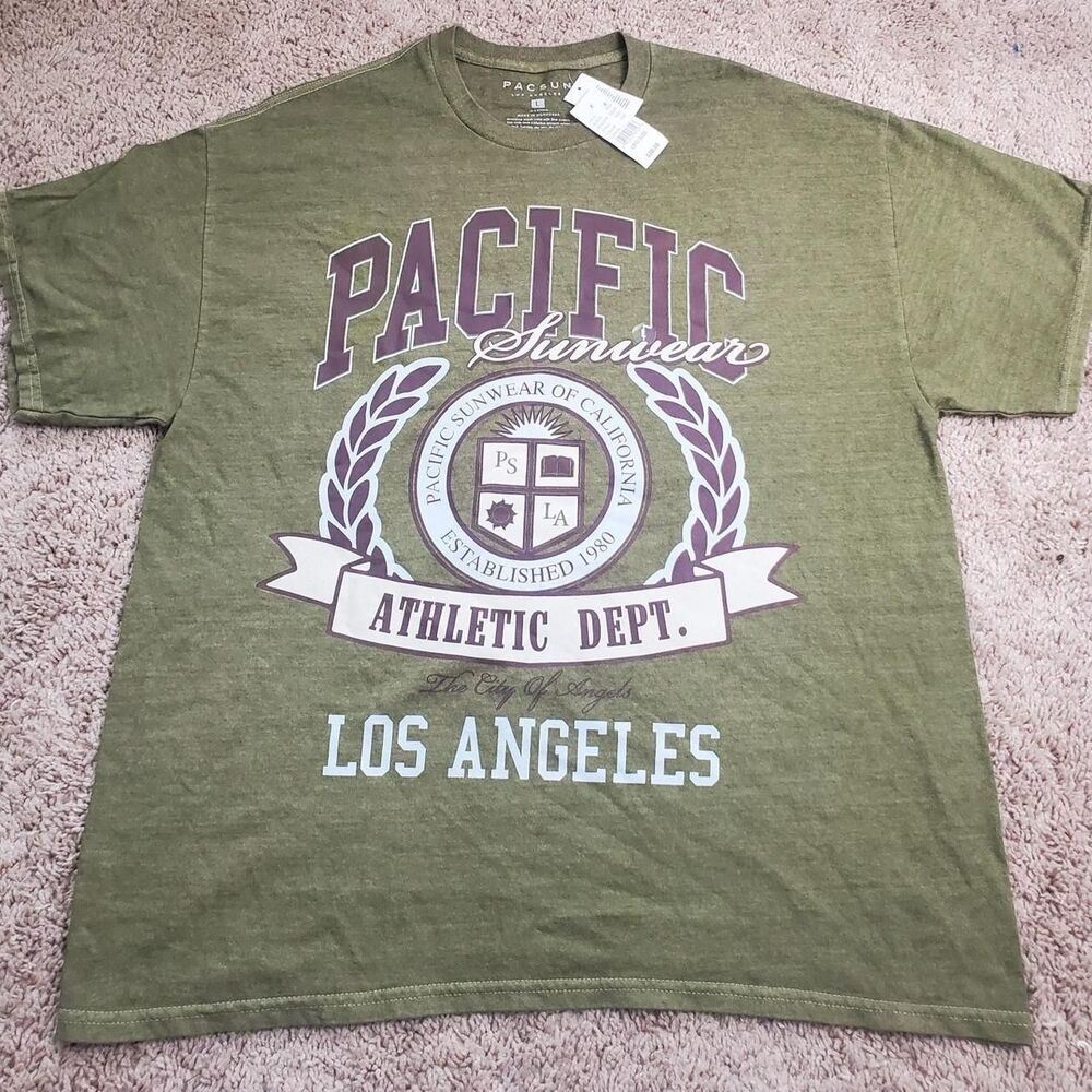 Pacsun Men's Green and Khaki T-shirt